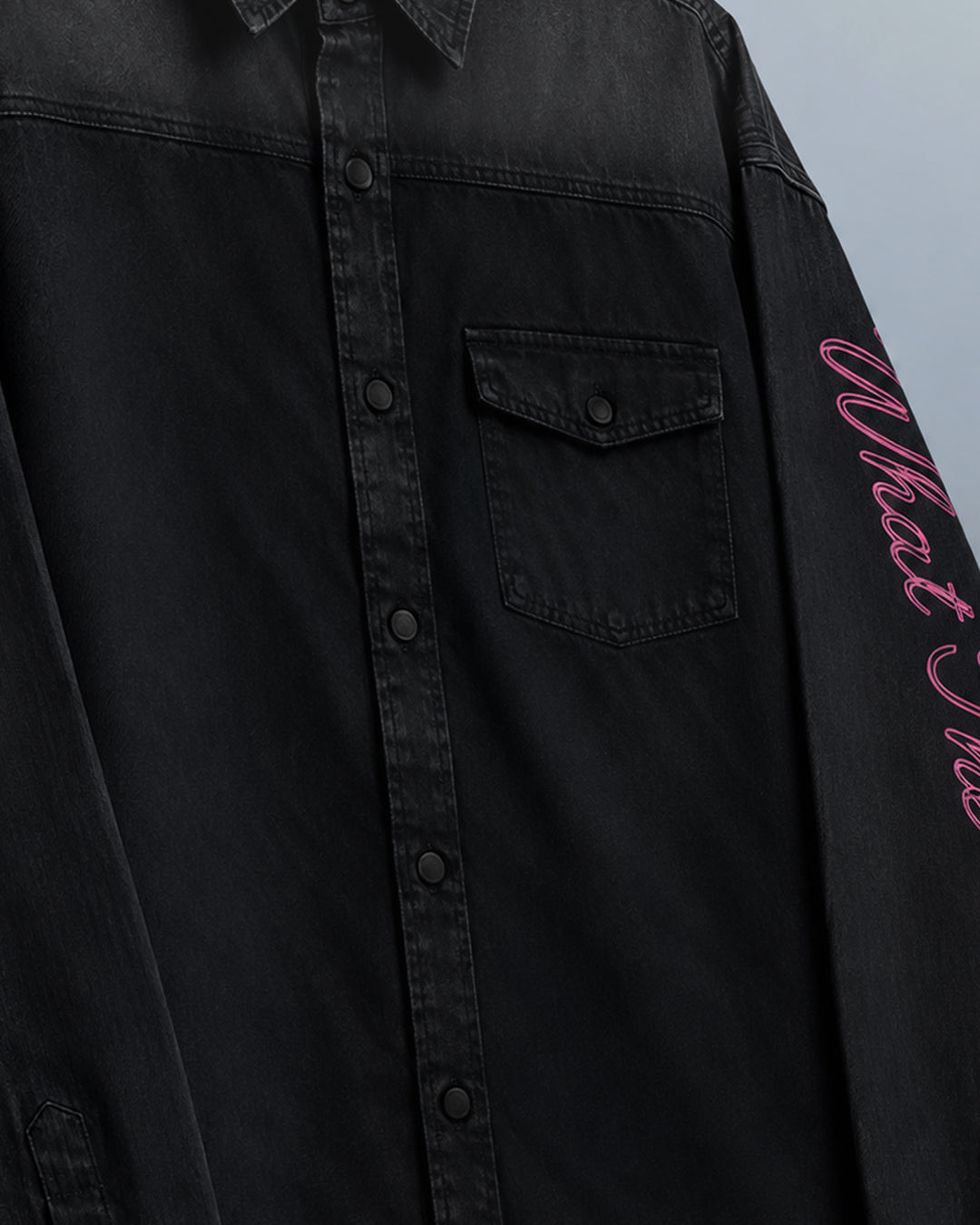 Pink Glitch Denim Shirt
