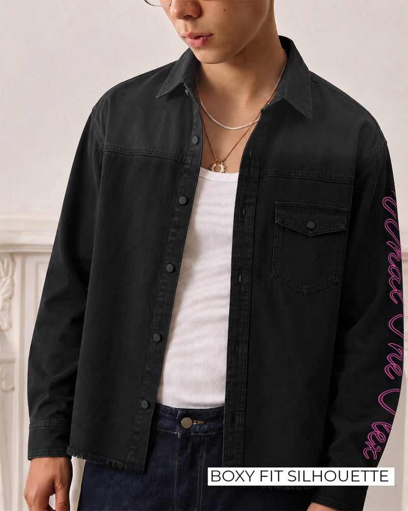 Pink Glitch Denim Shirt
