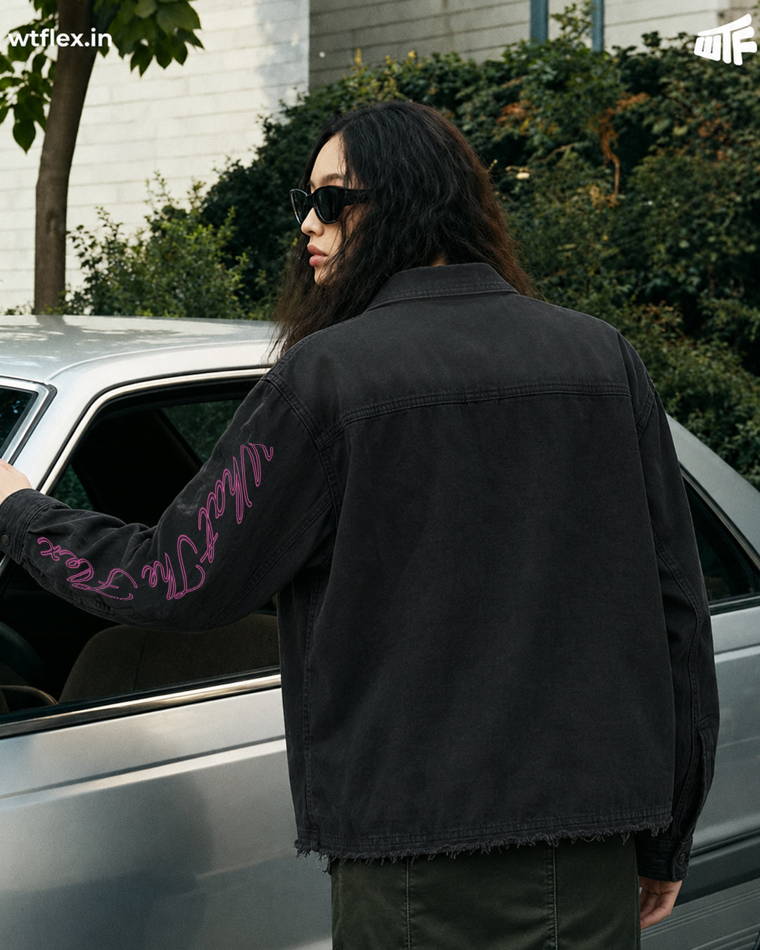Pink Glitch Denim Shirt