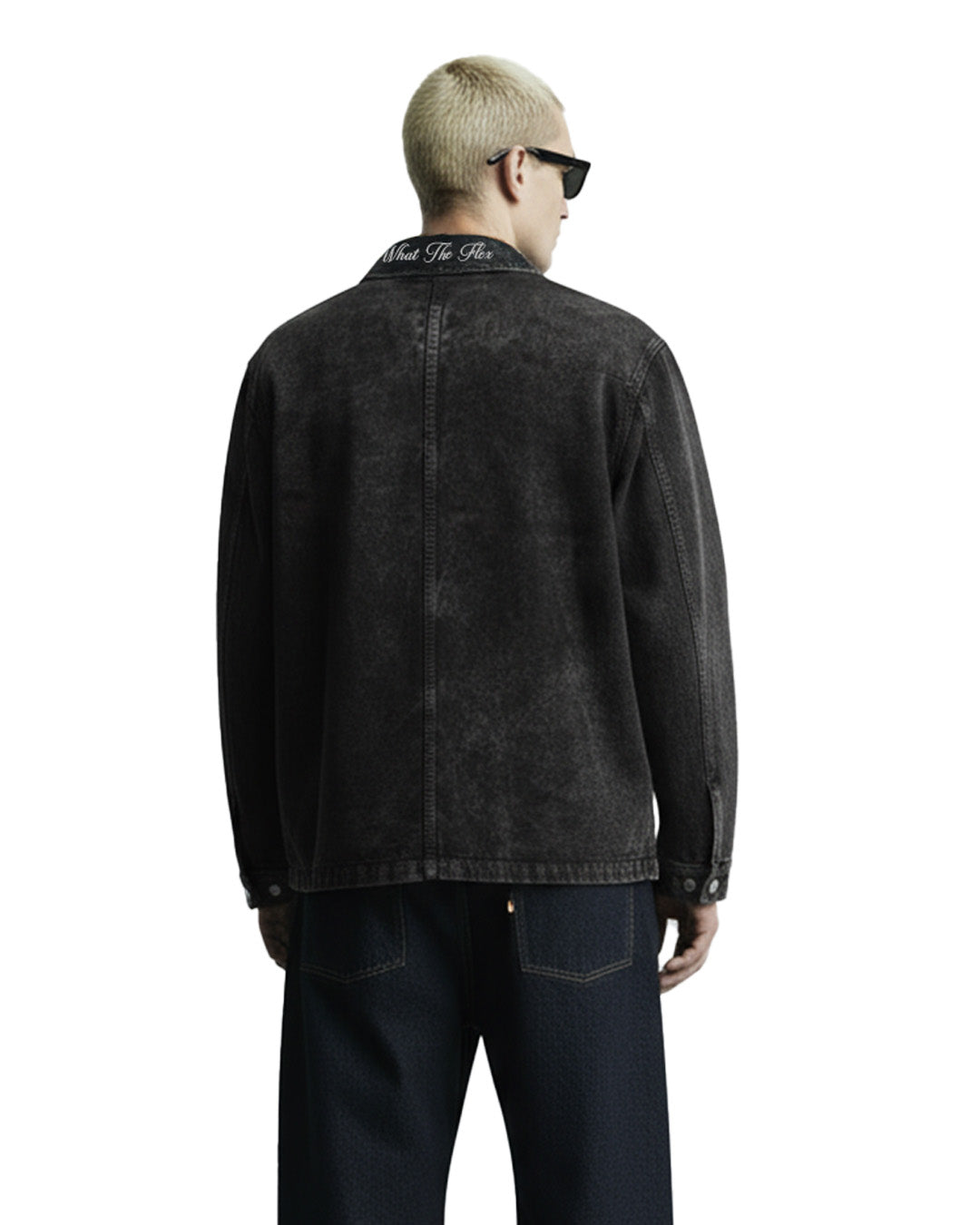 Black Long Sleeve Stitched Denim Overshirt