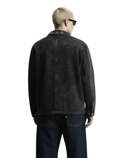 Black Long Sleeve Stitched Denim Overshirt