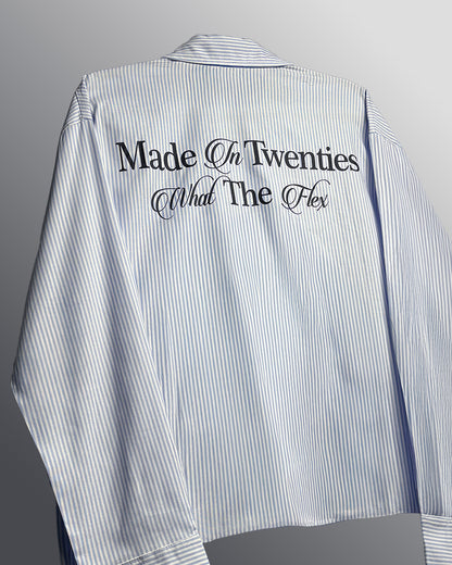Twenties Blue and White Full Sleeves Striped Shirt