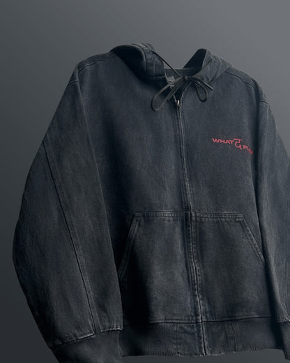 Aafat Black Denim Zipper Hoodie