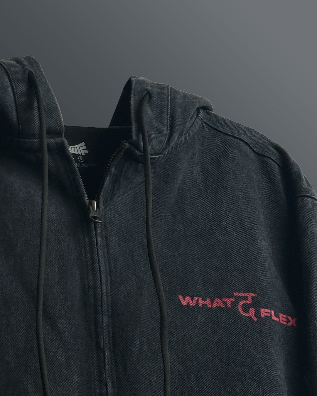 Aafat Black Denim Zipper Hoodie