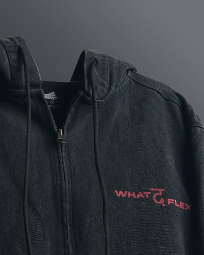 Aafat Black Denim Zipper Hoodie