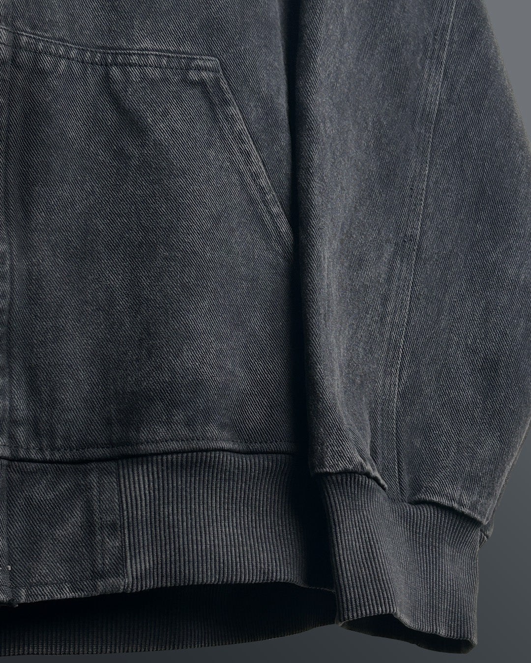 Aafat Black Denim Zipper Hoodie