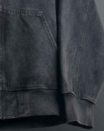 Aafat Black Denim Zipper Hoodie