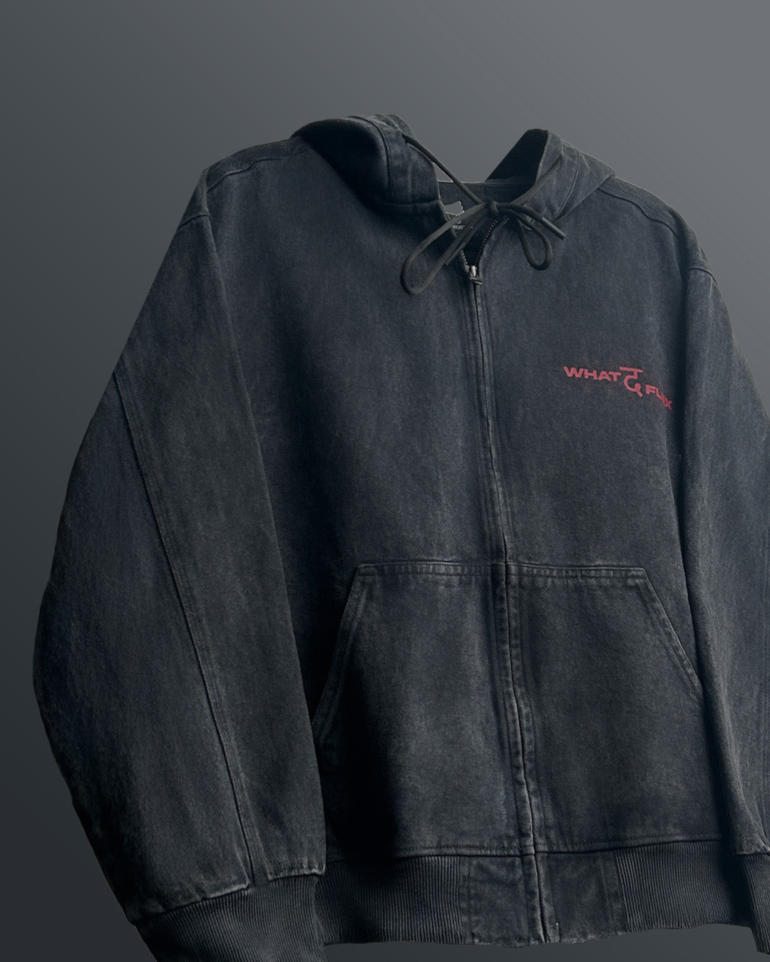 Aafat Black Denim Zipper Hoodie