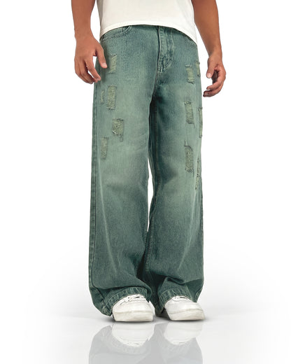Antique Blue Rugged Baggy Jeans