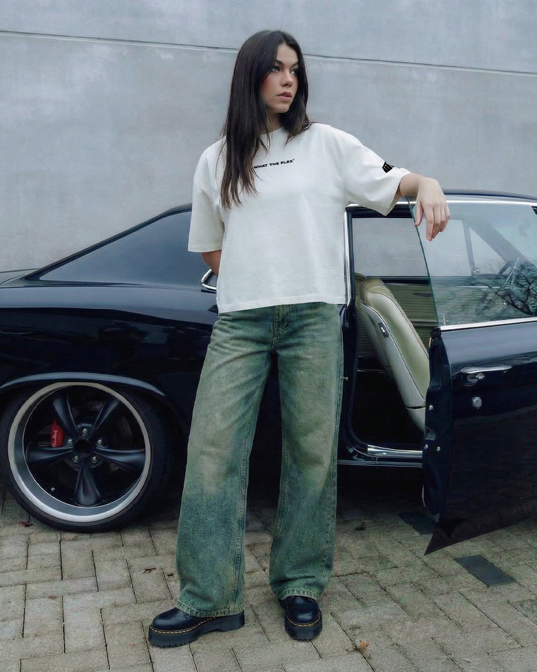 Antique Blue Wide Flared Jeans