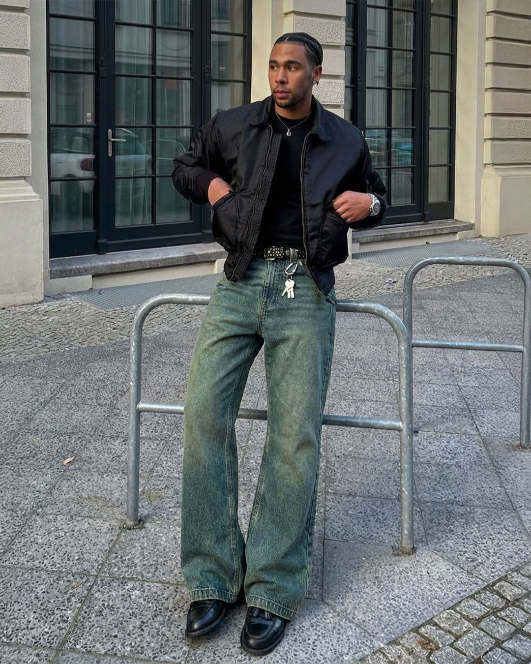 Antique Blue Wide Flared Jeans