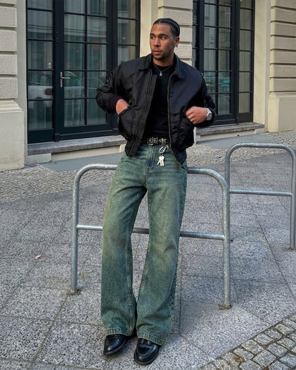 Antique Blue Wide Flared Jeans