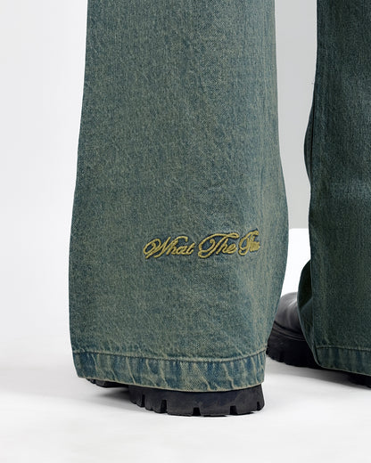 Antique Blue Wide Flared Jeans