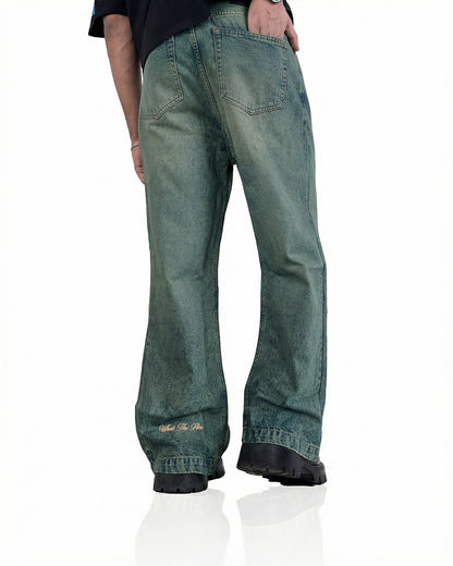 Antique Blue Wide Flared Jeans