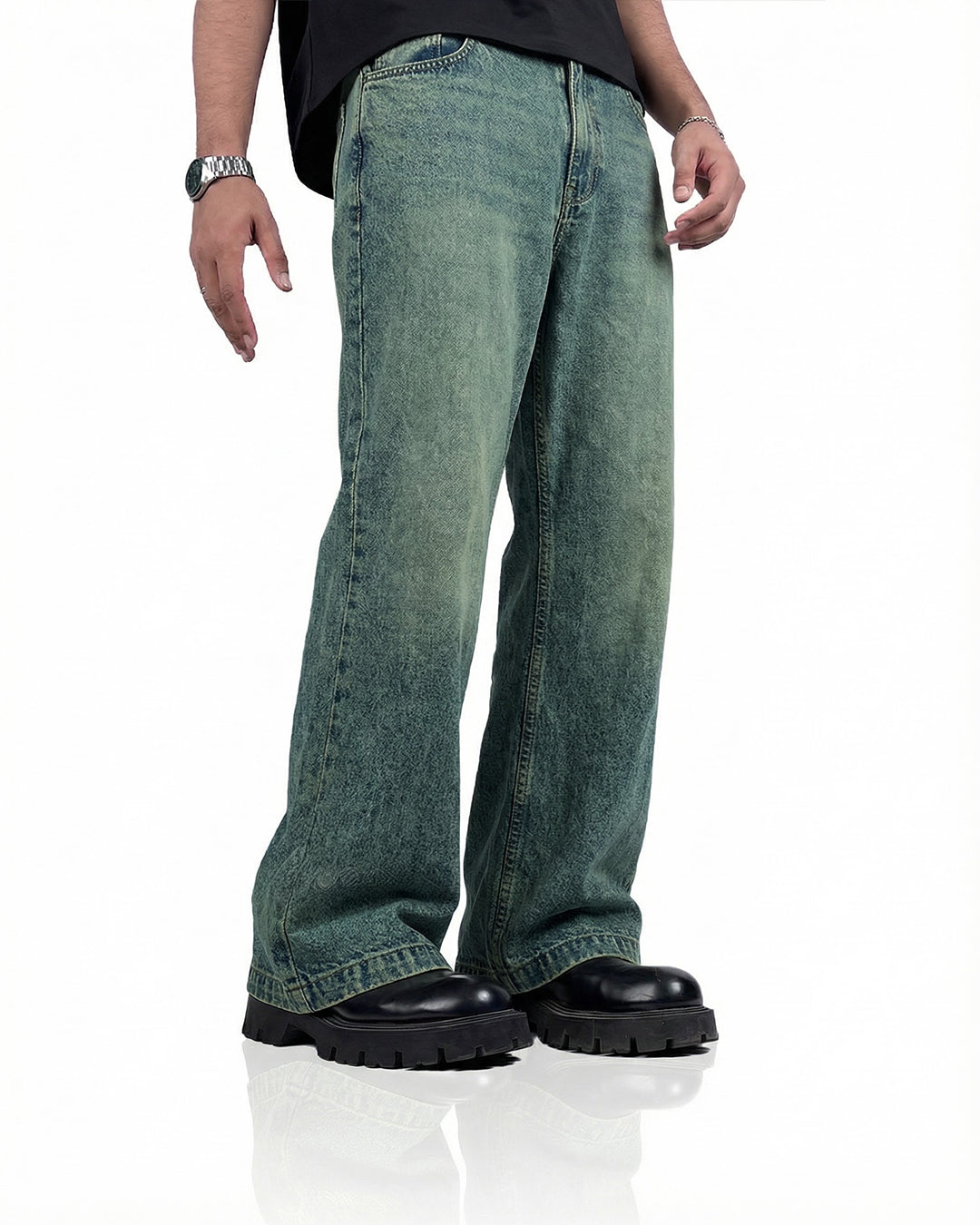 Antique Blue Wide Flared Jeans