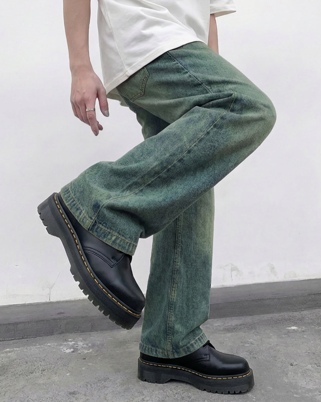 Antique Blue Wide Flared Jeans