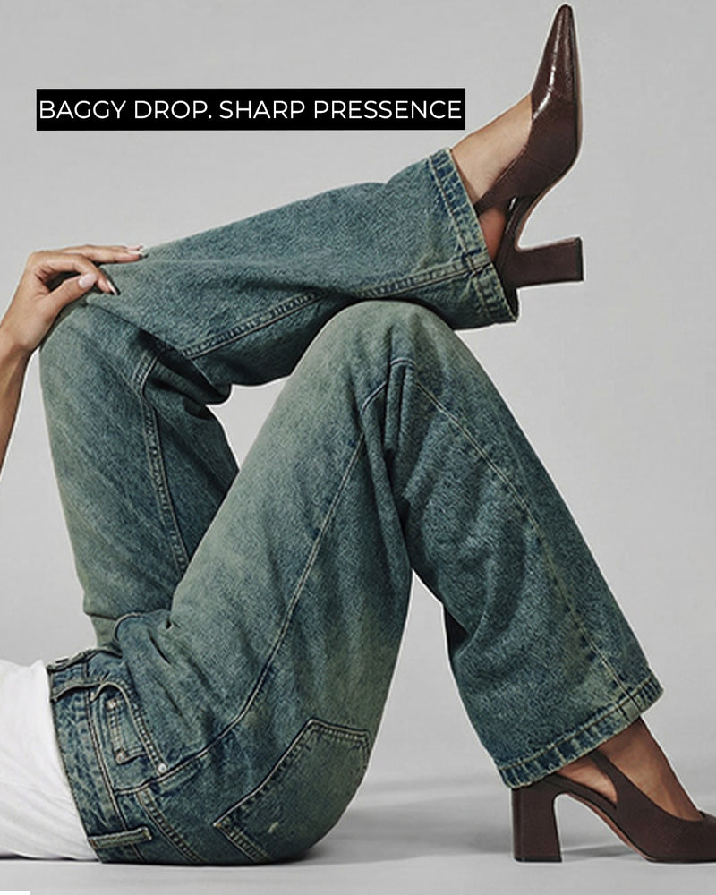 Antique Blue Wide Flared Jeans