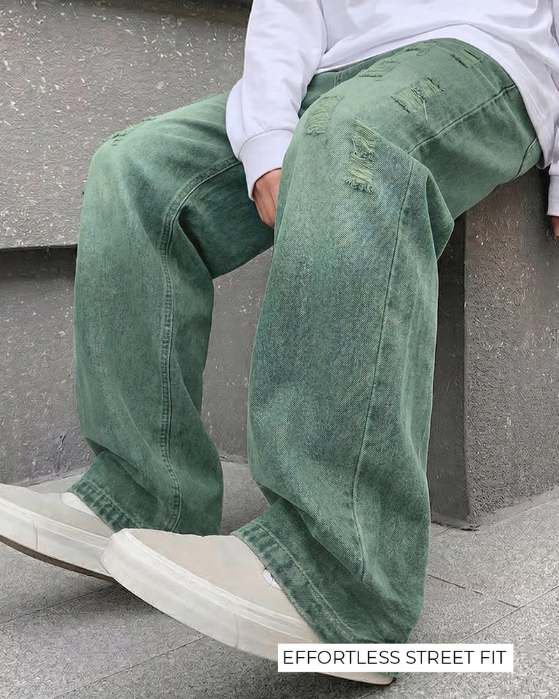 Antique Blue Rugged Baggy Jeans