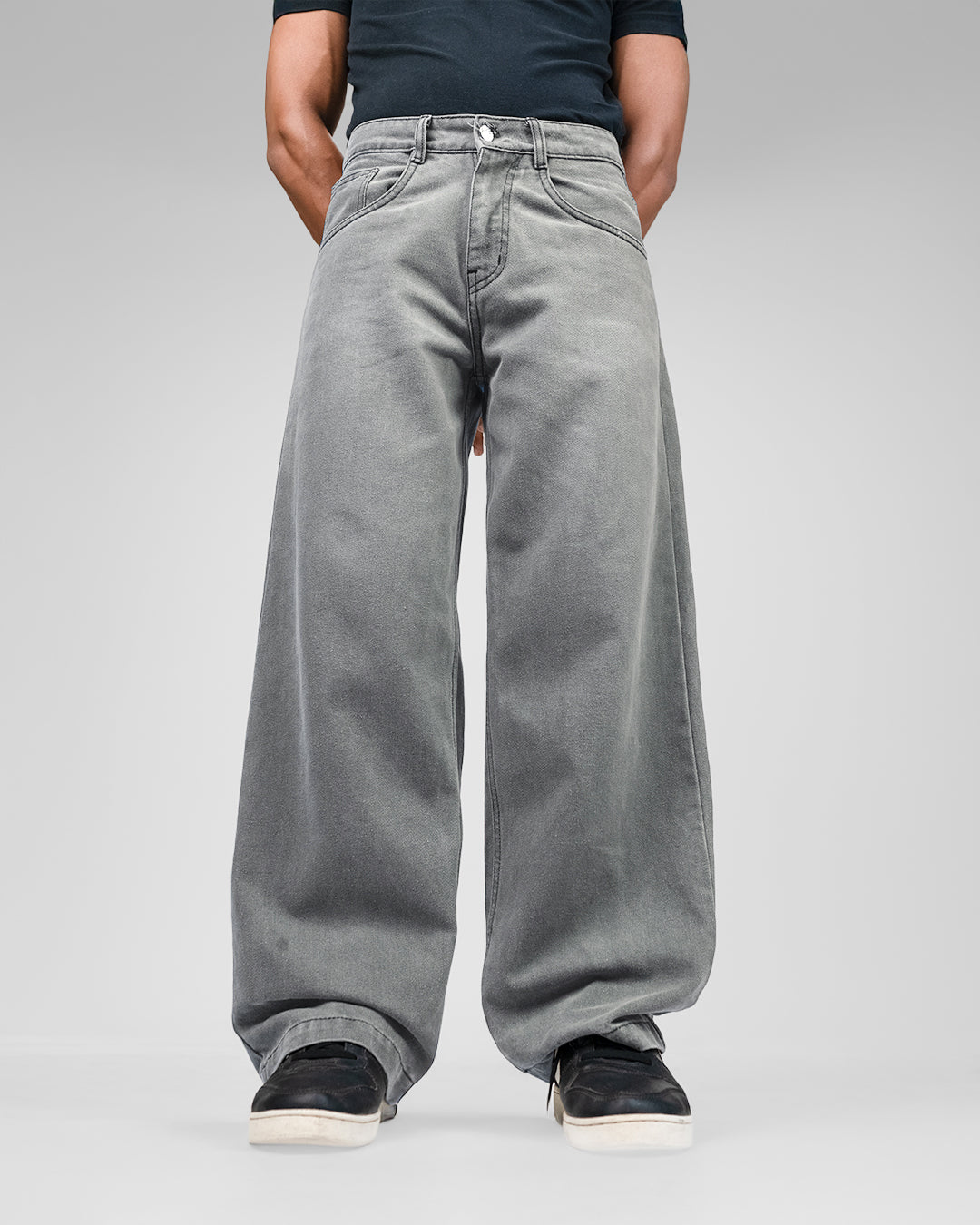 Ash Grey Baggy Denim Jeans