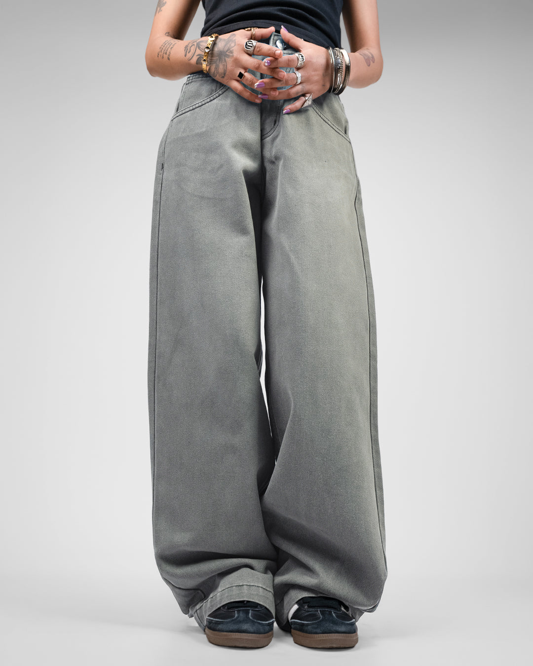 Ash Grey Baggy Denim Jeans