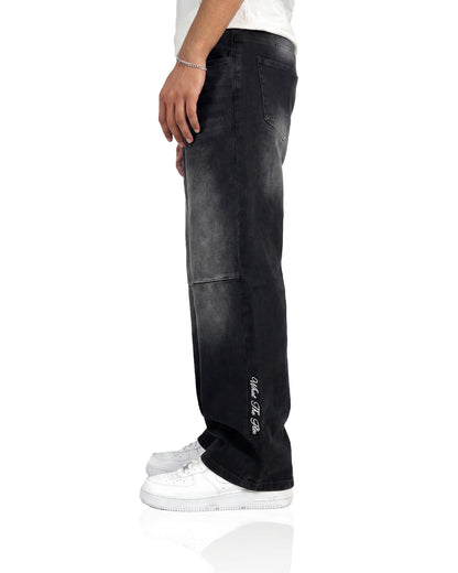 Ashline Pattern Straight Cut Jeans