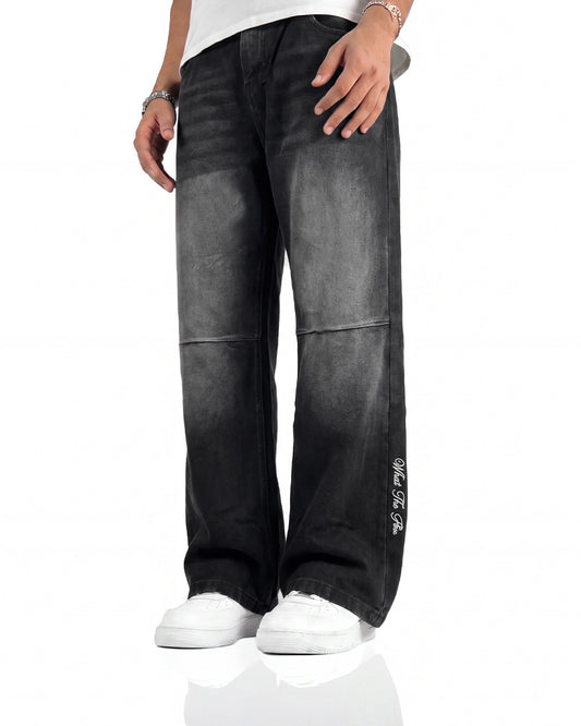 Ashline Pattern Straight Cut Jeans