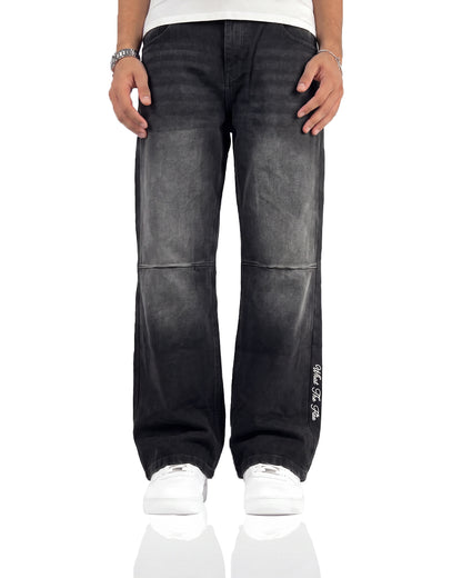 Ashline Pattern Straight Cut Jeans