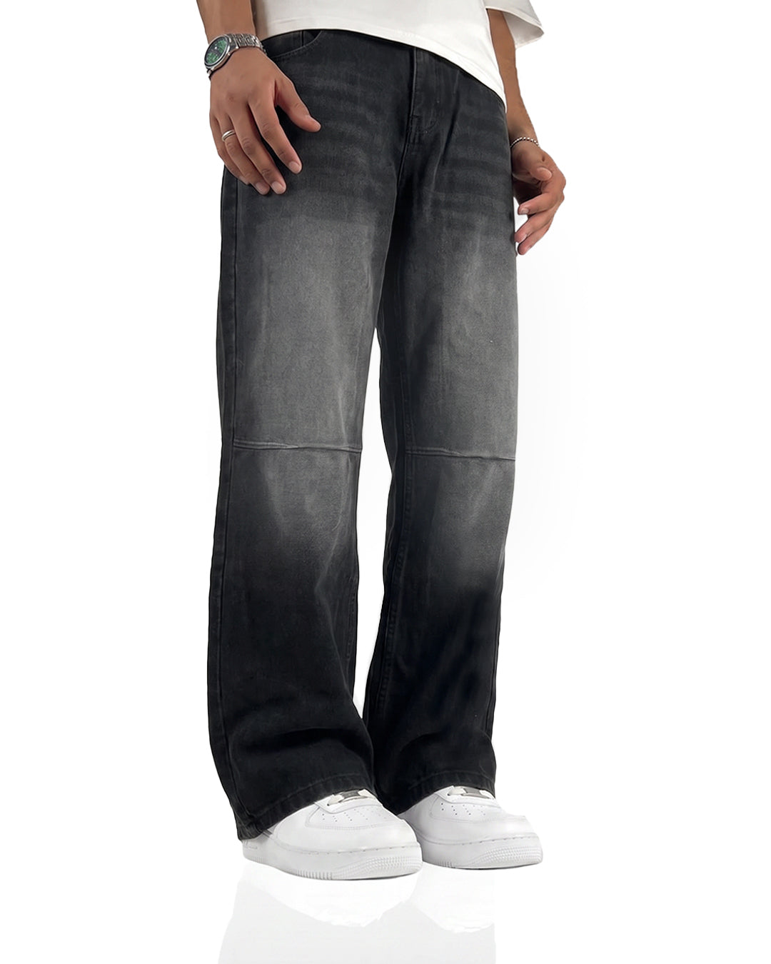 Ashline Pattern Straight Cut Jeans