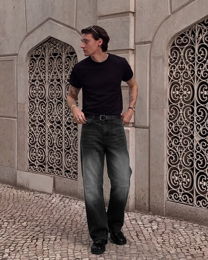 Ashline Pattern Straight Cut Jeans