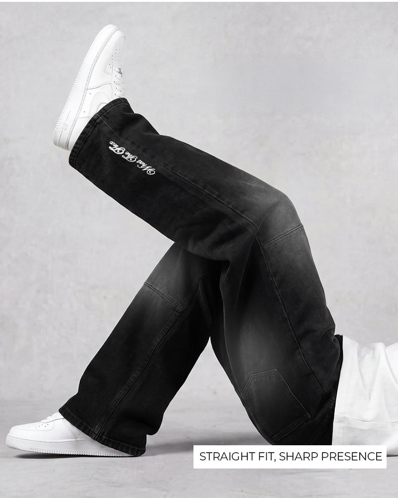 Ashline Pattern Straight Cut Jeans