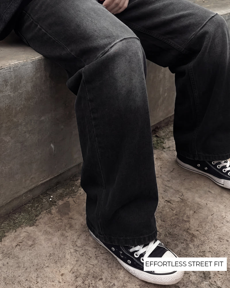 Ashline Pattern Straight Cut Jeans