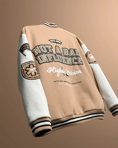 NOT A BAD INFLUENCE Varsity Jacket - WHAT THE FLEX