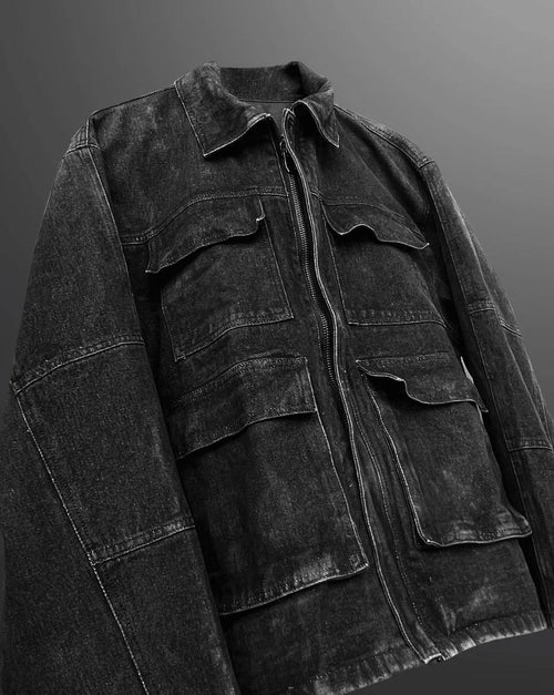Charcoal Black Denim Jacket - Exclusive - WHAT THE FLEX