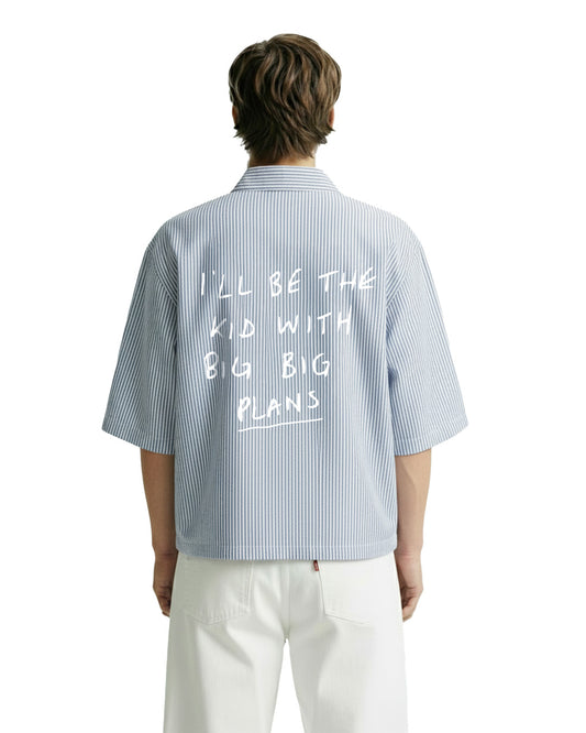 Big Plans Blue and White Half Sleeves Striped Shirt