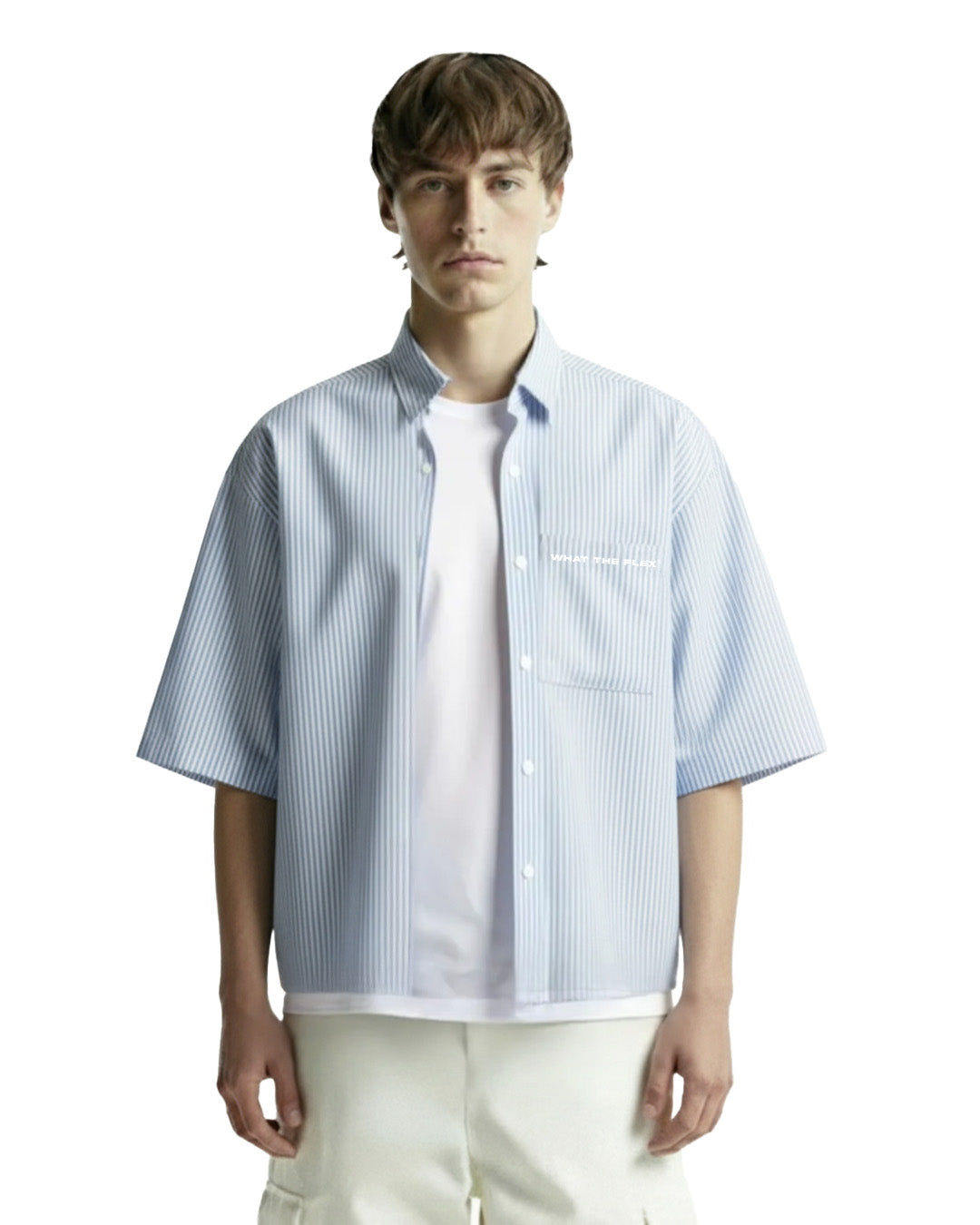 Big Plans Blue and White Half Sleeves Striped Shirt