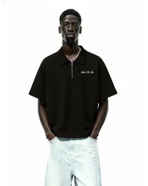 Ash Black Polo T-Shirt with Zip