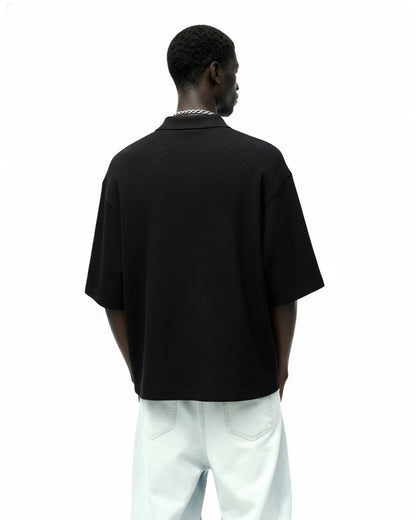 Ash Black Polo T-Shirt with Zip