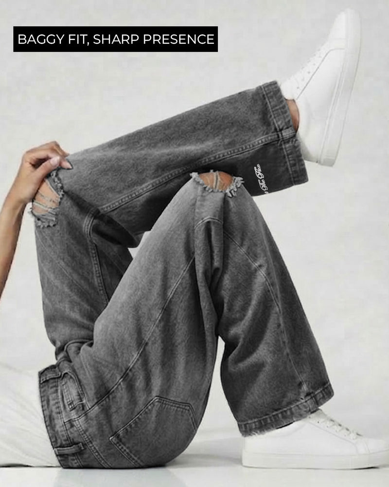 Black Rugged Baggy Jeans