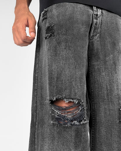 Black Rugged Baggy Jeans