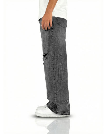 Black Rugged Baggy Jeans