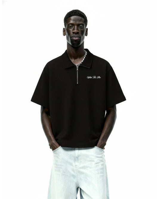 Ash Black Polo T-Shirt with Zip
