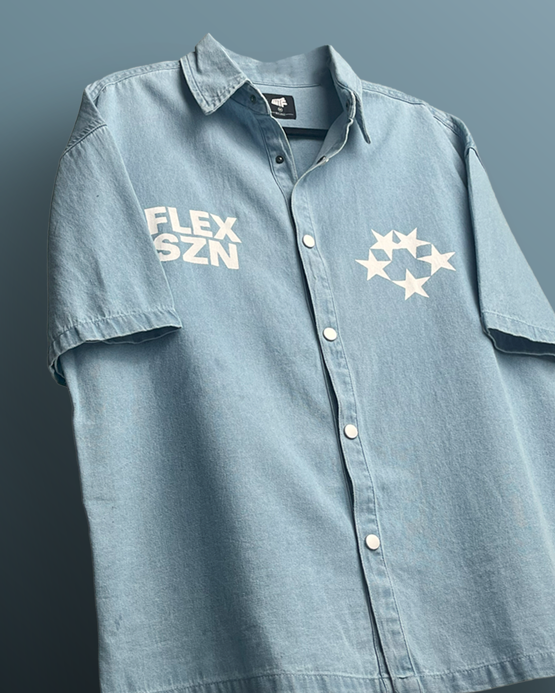 Flex Szn Blue Half Sleeve Denim Shirt