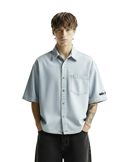 Blue Half Sleeve Denim Layer