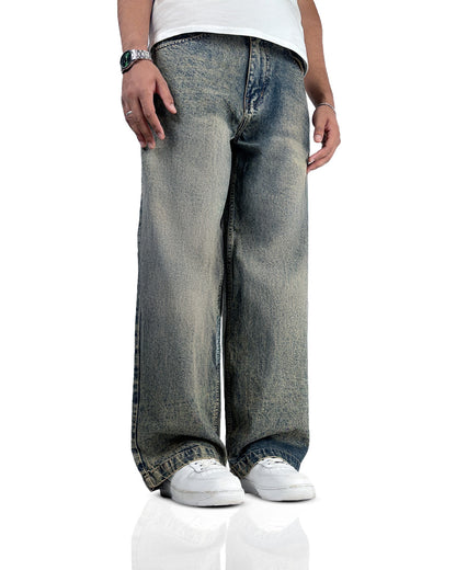 Burnt Blue Baggy Denim Jeans