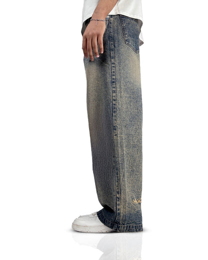 Burnt Blue Baggy Denim Jeans