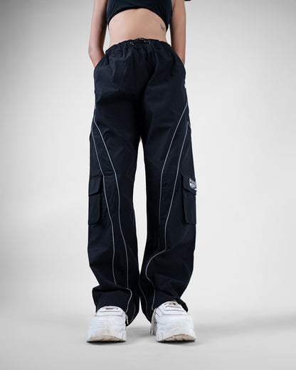Black Edgy Parachute Pants