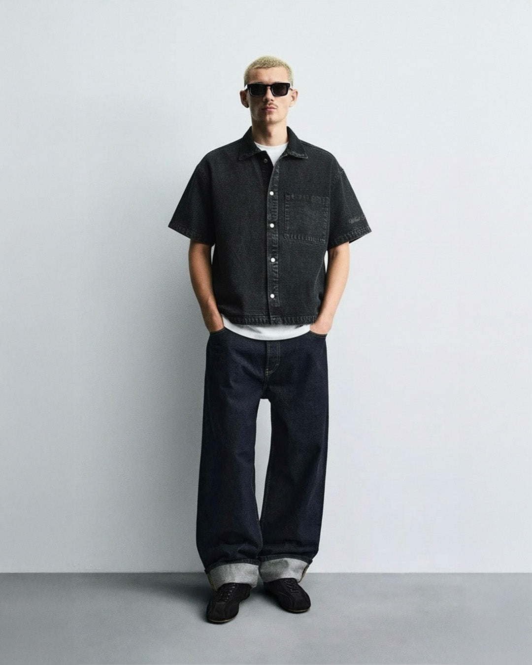 Black Half Denim Layer