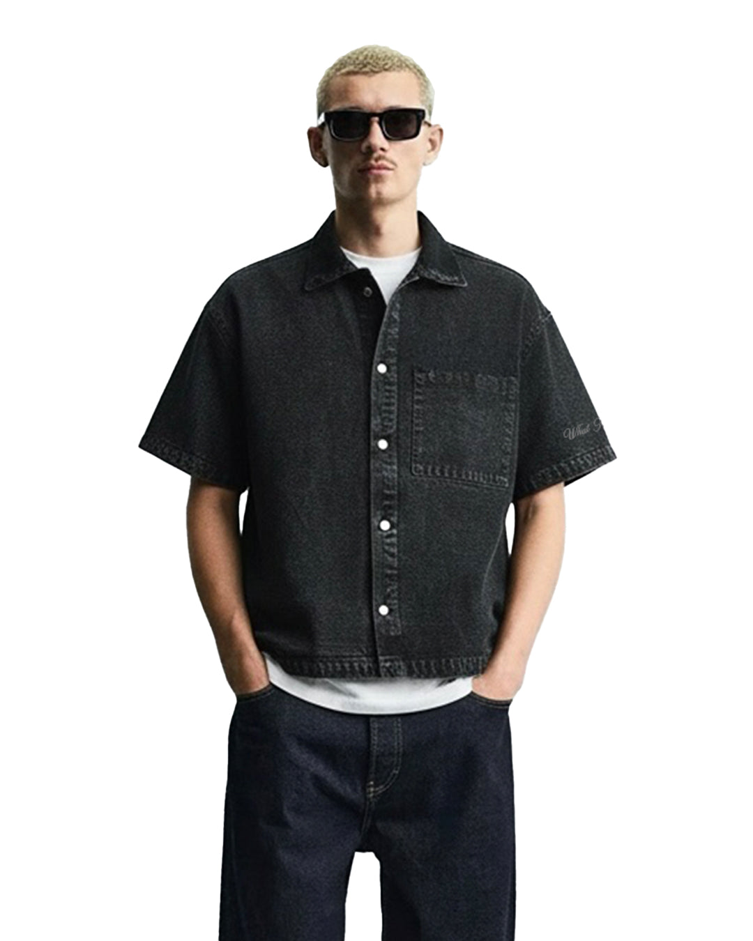 Black Half Sleeve Denim Layer