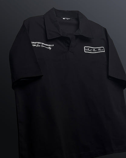 Black Retro Cotton Polo T-Shirt