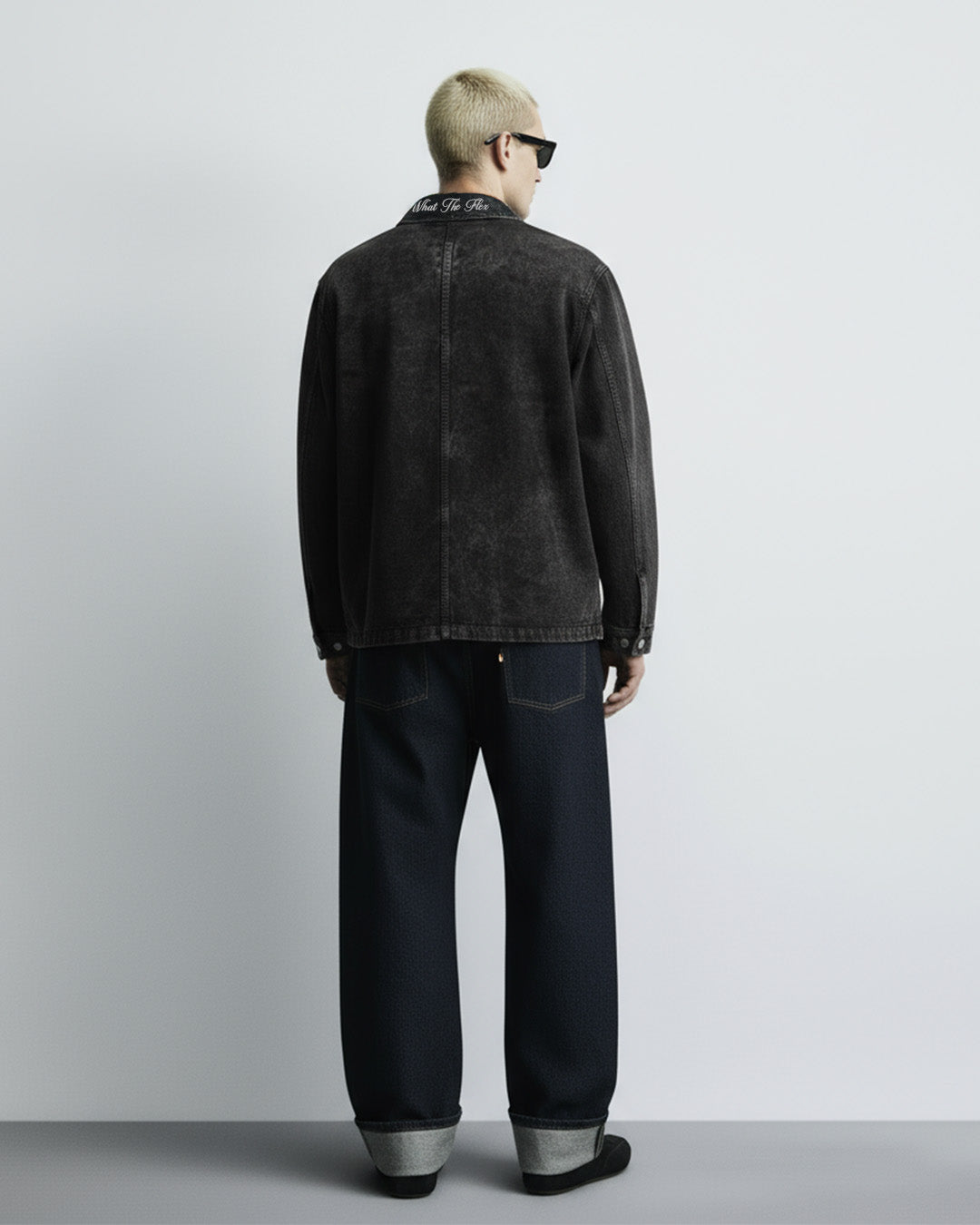 Black Long Sleeve Stitched Denim Overshirt